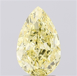 Picture of Lab Created Diamond 1.52 Carats, Pear with  Cut, Fancy Intense Yellow Color, VVS1 Clarity and Certified by IGI