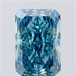 Picture of Lab Created Diamond 5.08 Carats, Radiant with  Cut, Fancy Vivid Blue Color, VVS2 Clarity and Certified by IGI