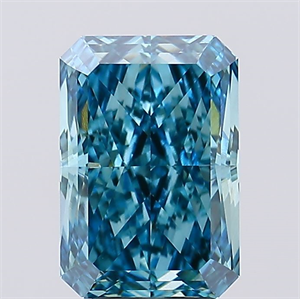 Picture of Lab Created Diamond 5.08 Carats, Radiant with  Cut, Fancy Vivid Blue Color, VVS2 Clarity and Certified by IGI