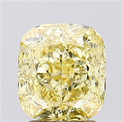 Picture of Lab Created Diamond 2.50 Carats, Cushion with  Cut, Fancy Intense Yellow Color, VS1 Clarity and Certified by IGI