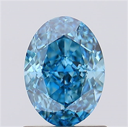 Picture of Lab Created Diamond 1.06 Carats, Oval with  Cut, Fancy Vivid Blue Color, VS1 Clarity and Certified by IGI