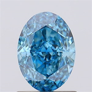 Picture of Lab Created Diamond 1.06 Carats, Oval with  Cut, Fancy Vivid Blue Color, VS1 Clarity and Certified by IGI