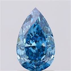 Picture of Lab Created Diamond 1.10 Carats, Pear with  Cut, Fancy Vivid Blue Color, VS1 Clarity and Certified by IGI