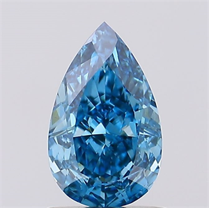 Picture of Lab Created Diamond 1.10 Carats, Pear with  Cut, Fancy Vivid Blue Color, VS1 Clarity and Certified by IGI