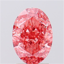 Picture of Lab Created Diamond 2.20 Carats, Oval with  Cut, Fancy Vivid Pink Color, VVS2 Clarity and Certified by IGI