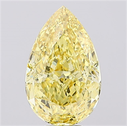 Picture of Lab Created Diamond 9.51 Carats, Pear with  Cut, Fancy Vivid Yellow Color, VS1 Clarity and Certified by IGI