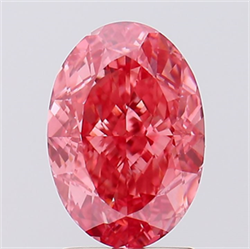 Picture of Lab Created Diamond 2.54 Carats, Oval with  Cut, Fancy Vivid Pink Color, VS1 Clarity and Certified by IGI