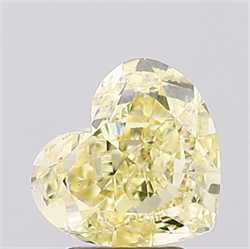 Picture of Lab Created Diamond 2.02 Carats, Heart with  Cut, Fancy Intense Yellow Color, VS1 Clarity and Certified by IGI