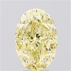 Picture of Lab Created Diamond 3.02 Carats, Oval with  Cut, Fancy Intense Yellow Color, VVS2 Clarity and Certified by IGI