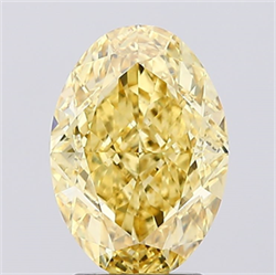 Picture of Lab Created Diamond 2.80 Carats, Oval with  Cut, Fancy Vivid Yellow Color, VS1 Clarity and Certified by IGI
