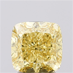 Picture of Lab Created Diamond 2.14 Carats, SQUARE CUSHION with  Cut, Fancy Intense Yellow Color, VS1 Clarity and Certified by IGI