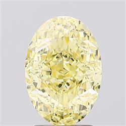 Picture of Lab Created Diamond 3.12 Carats, Oval with  Cut, Fancy Intense Yellow Color, VS1 Clarity and Certified by IGI