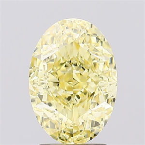 Picture of Lab Created Diamond 3.12 Carats, Oval with  Cut, Fancy Intense Yellow Color, VS1 Clarity and Certified by IGI