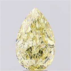 Picture of Lab Created Diamond 2.58 Carats, Pear with  Cut, Fancy Intense Yellow Color, VS1 Clarity and Certified by IGI