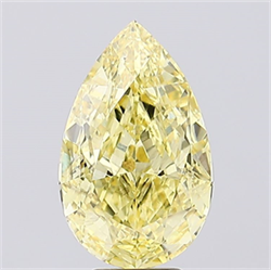 Picture of Lab Created Diamond 6.51 Carats, Pear with  Cut, Fancy Vivid Yellow Color, VS2 Clarity and Certified by IGI