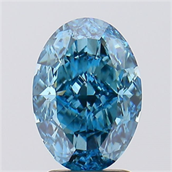 Picture of Lab Created Diamond 3.13 Carats, Oval with  Cut, Fancy Vivid Blue Color, VS1 Clarity and Certified by IGI