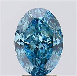 Picture of Lab Created Diamond 3.09 Carats, Oval with  Cut, Fancy Vivid Blue Color, VVS2 Clarity and Certified by IGI