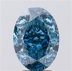 Picture of Lab Created Diamond 4.61 Carats, Oval with  Cut, Fancy Vivid Blue Color, VS1 Clarity and Certified by IGI