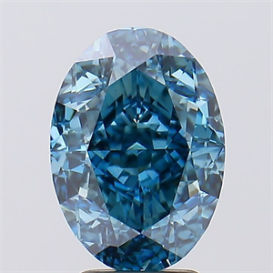 Picture of Lab Created Diamond 4.61 Carats, Oval with  Cut, Fancy Vivid Blue Color, VS1 Clarity and Certified by IGI