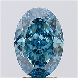 Picture of Lab Created Diamond 3.59 Carats, Oval with  Cut, Fancy Vivid Blue Color, VS1 Clarity and Certified by IGI