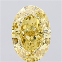 Picture of Lab Created Diamond 5.54 Carats, Oval with  Cut, Fancy Vivid Yellow Color, VS1 Clarity and Certified by IGI