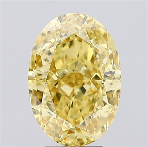 Picture of Lab Created Diamond 5.54 Carats, Oval with  Cut, Fancy Vivid Yellow Color, VS1 Clarity and Certified by IGI