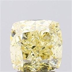 Picture of Lab Created Diamond 2.52 Carats, SQUARE CUSHION with  Cut, Fancy Intense Yellow Color, VVS2 Clarity and Certified by IGI