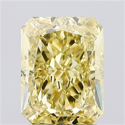 Picture of Lab Created Diamond 2.15 Carats, Radiant with  Cut, Fancy Intense Yellow Color, VVS1 Clarity and Certified by IGI