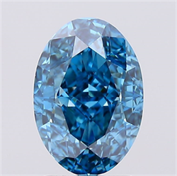 Picture of Lab Created Diamond 2.48 Carats, Oval with  Cut, Fancy Vivid Blue Color, VS1 Clarity and Certified by IGI