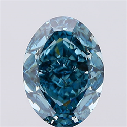 Picture of Lab Created Diamond 2.58 Carats, Oval with  Cut, Fancy Vivid Blue Color, VS1 Clarity and Certified by IGI