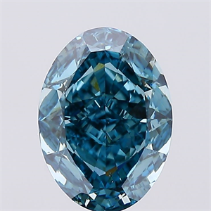 Picture of Lab Created Diamond 2.58 Carats, Oval with  Cut, Fancy Vivid Blue Color, VS1 Clarity and Certified by IGI