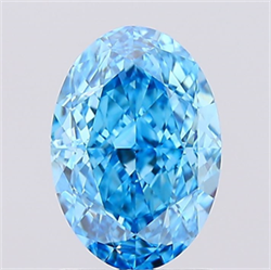Picture of Lab Created Diamond 1.61 Carats, Oval with  Cut, Fancy Vivid Blue Color, VVS2 Clarity and Certified by IGI