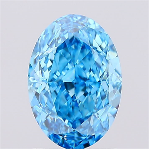 Picture of Lab Created Diamond 1.61 Carats, Oval with  Cut, Fancy Vivid Blue Color, VVS2 Clarity and Certified by IGI