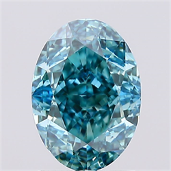Picture of Lab Created Diamond 1.59 Carats, Oval with  Cut, Fancy Vivid Blue Color, VVS2 Clarity and Certified by IGI