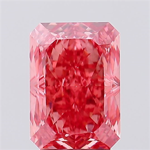 Picture of Lab Created Diamond 3.16 Carats, Radiant with  Cut, Fancy Vivid Pink Color, VS1 Clarity and Certified by IGI