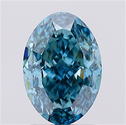 Picture of Lab Created Diamond 2.00 Carats, Oval with  Cut, Fancy Vivid Blue Color, VVS2 Clarity and Certified by IGI