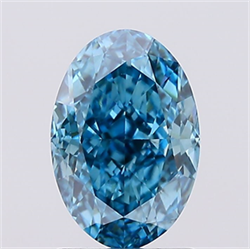 Picture of Lab Created Diamond 1.53 Carats, Oval with  Cut, Fancy Vivid Blue Color, VS1 Clarity and Certified by IGI