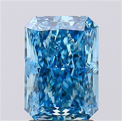 Picture of Lab Created Diamond 2.16 Carats, Radiant with  Cut, Fancy Vivid Blue Color, VS2 Clarity and Certified by IGI