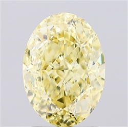 Picture of Lab Created Diamond 2.07 Carats, Oval with  Cut, Fancy Intense Yellow Color, VS1 Clarity and Certified by IGI