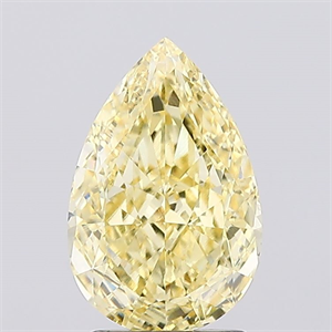 Picture of Lab Created Diamond 2.00 Carats, Pear with  Cut, Fancy Intense Yellow Color, VS2 Clarity and Certified by IGI