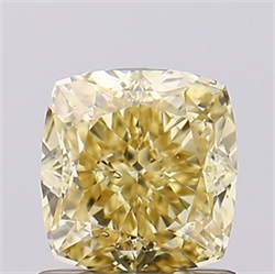 Picture of Lab Created Diamond 1.10 Carats, SQUARE CUSHION with  Cut, Fancy Intense Yellow Color, VS1 Clarity and Certified by IGI
