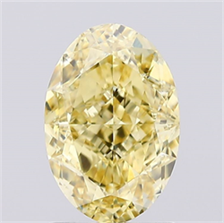 Picture of Lab Created Diamond 1.63 Carats, Oval with  Cut, Fancy Intense Yellow Color, VS2 Clarity and Certified by IGI