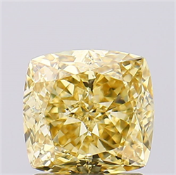 Picture of Lab Created Diamond 1.67 Carats, SQUARE CUSHION with  Cut, Fancy Vivid Yellow Color, VVS2 Clarity and Certified by IGI