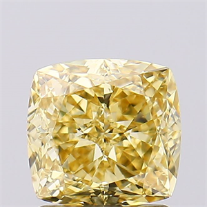 Picture of Lab Created Diamond 1.67 Carats, SQUARE CUSHION with  Cut, Fancy Vivid Yellow Color, VVS2 Clarity and Certified by IGI