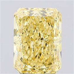Picture of Lab Created Diamond 3.13 Carats, Radiant with  Cut, Fancy Vivid Yellow Color, VS1 Clarity and Certified by IGI