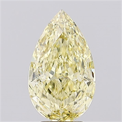 Picture of Lab Created Diamond 4.57 Carats, Pear with  Cut, Fancy Intense Yellow Color, VS1 Clarity and Certified by IGI