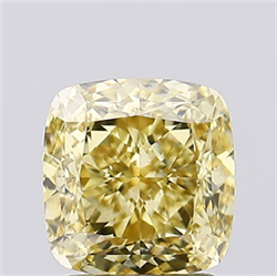 Picture of Lab Created Diamond 2.11 Carats, SQUARE CUSHION with  Cut, Fancy Intense Yellow Color, VS1 Clarity and Certified by IGI