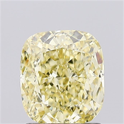 Picture of Lab Created Diamond 1.35 Carats, Cushion with  Cut, Fancy Intense Yellow Color, VS1 Clarity and Certified by IGI