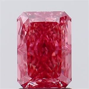 Picture of Lab Created Diamond 1.61 Carats, Radiant with  Cut, Fancy Vivid Pink Color, VVS2 Clarity and Certified by IGI