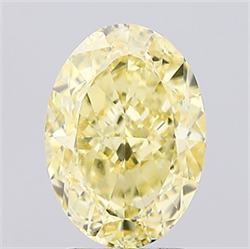 Picture of Lab Created Diamond 3.09 Carats, Oval with  Cut, Fancy Intense Yellow Color, VS1 Clarity and Certified by IGI
